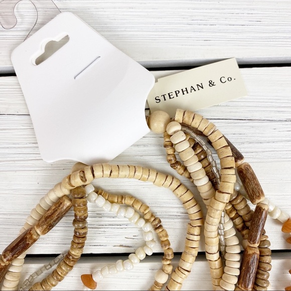 Bohemian Boho Wooden Shell Statement Necklace - Picture 6 of 10